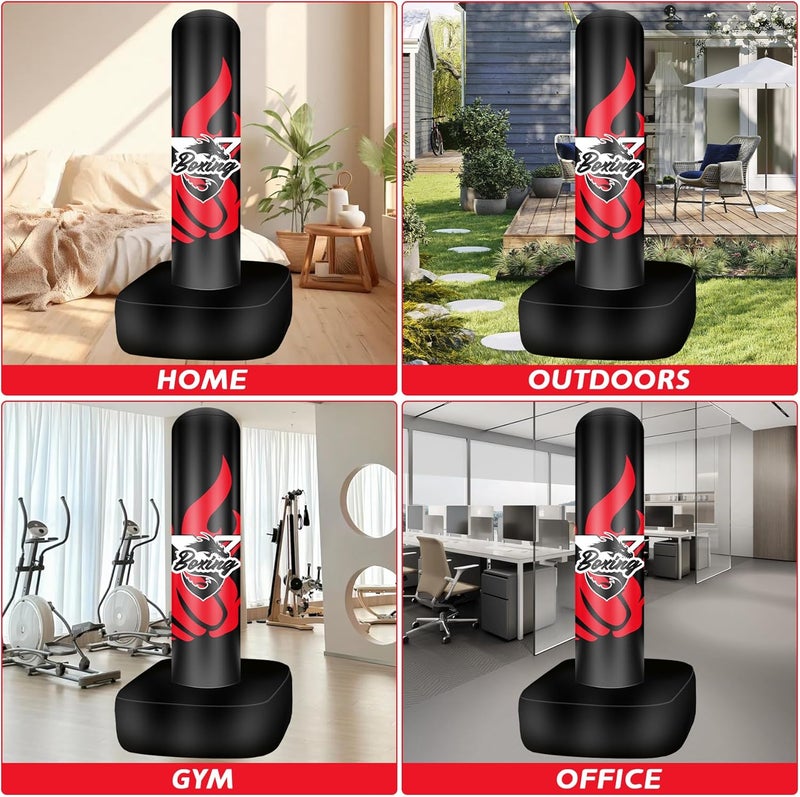 SPOXING Freestanding Punching Bag for Adult Teens, 70" Heavy Punching Bag with Boxing Gloves and Electric Air Pump for Beginners Kickboxing Training MMA Muay Thai Fitness Office Home Gym - Image 3